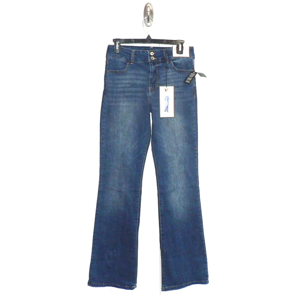 BCBGeneration Women's 2Button Mid-Rise Boot Cut Blue Jeans in Guardian Size 7/28